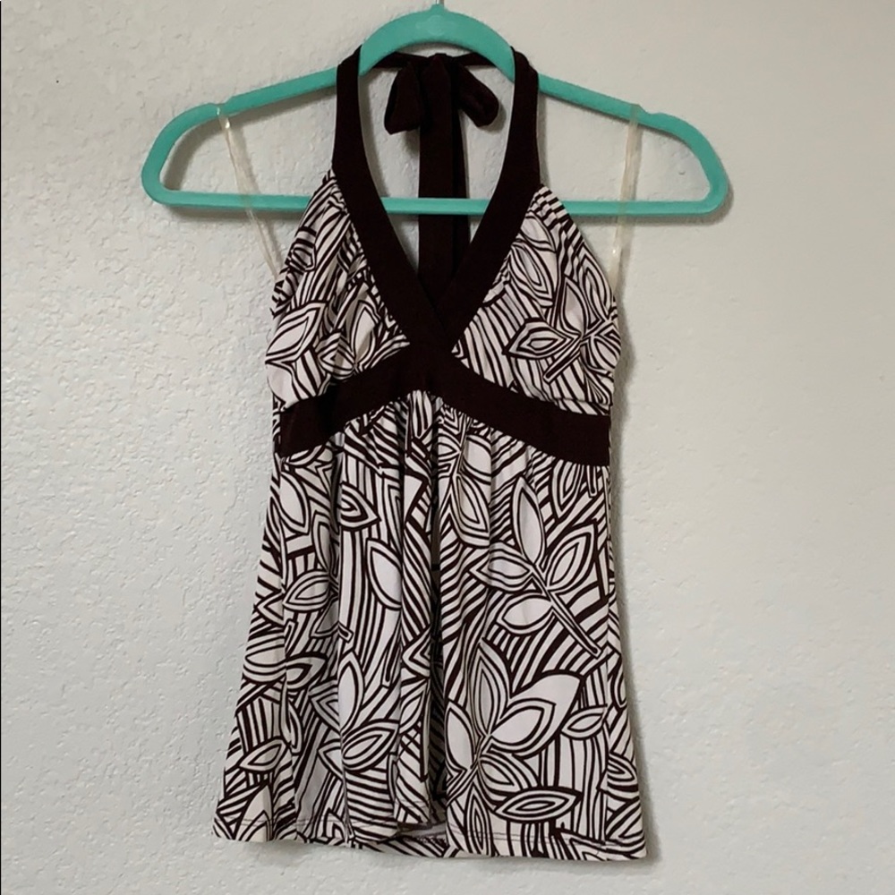 Halter tank top - leaf pattern